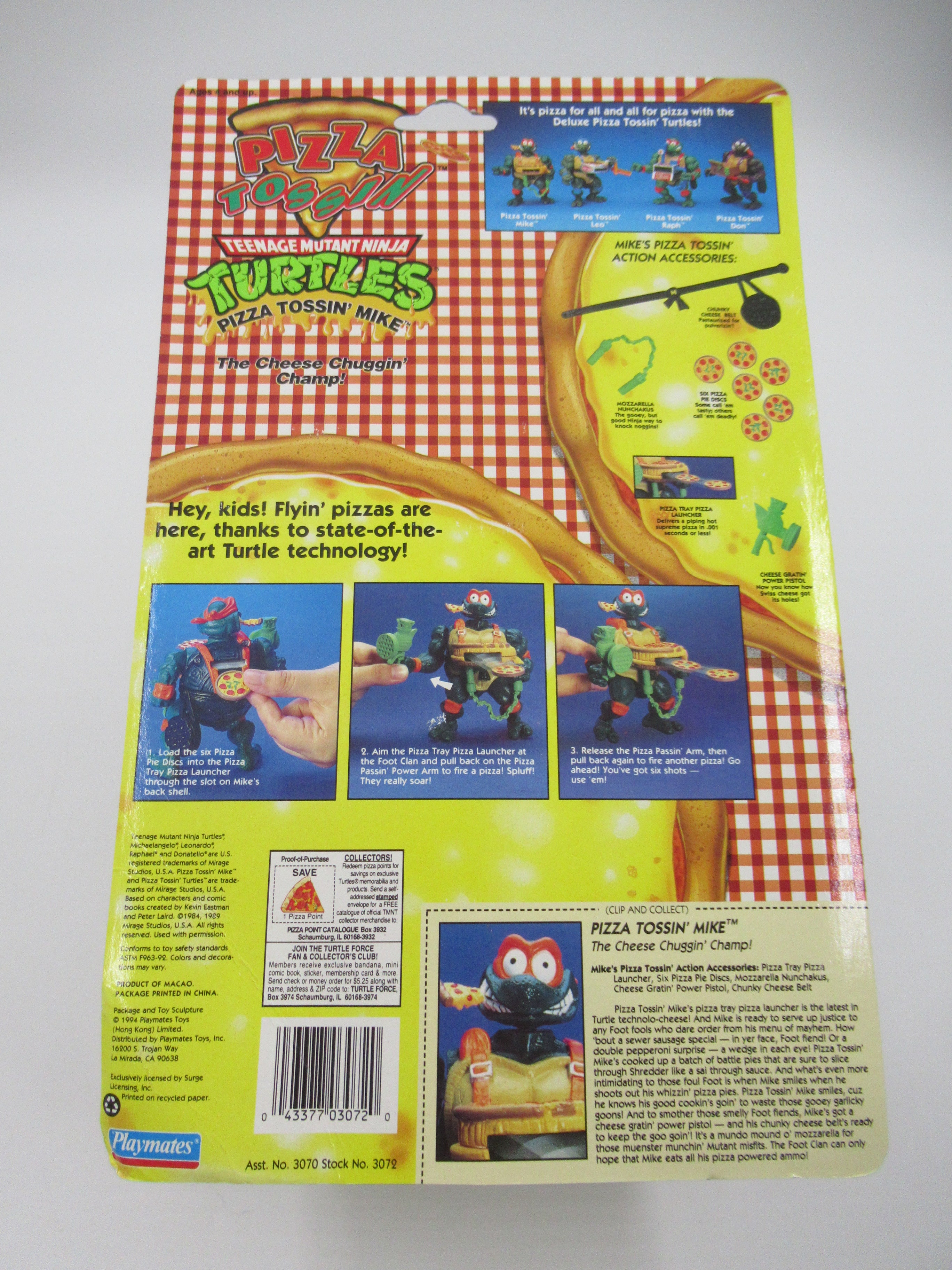 Teenage Mutant Ninja Turtles Pizza Tossin' Michaelangelo (Green Weapons) 5" Figure TMNTs - Playmates (1994)